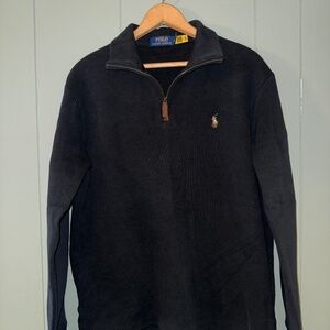 Polo Ralph Lauren Black Quarter Zip with Multicolor Pony Size M